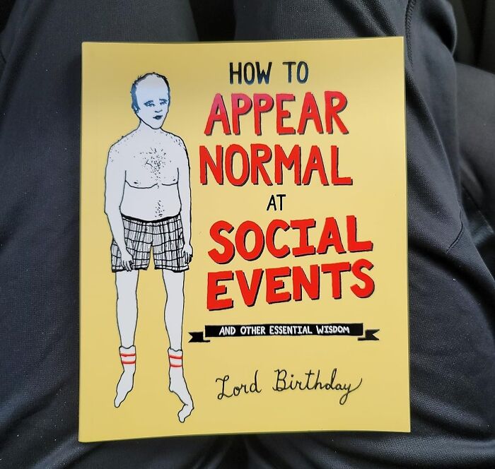 Yellow book titled How to Appear Normal at Social Events, an Amazon find that hovers between genius and why does this exist