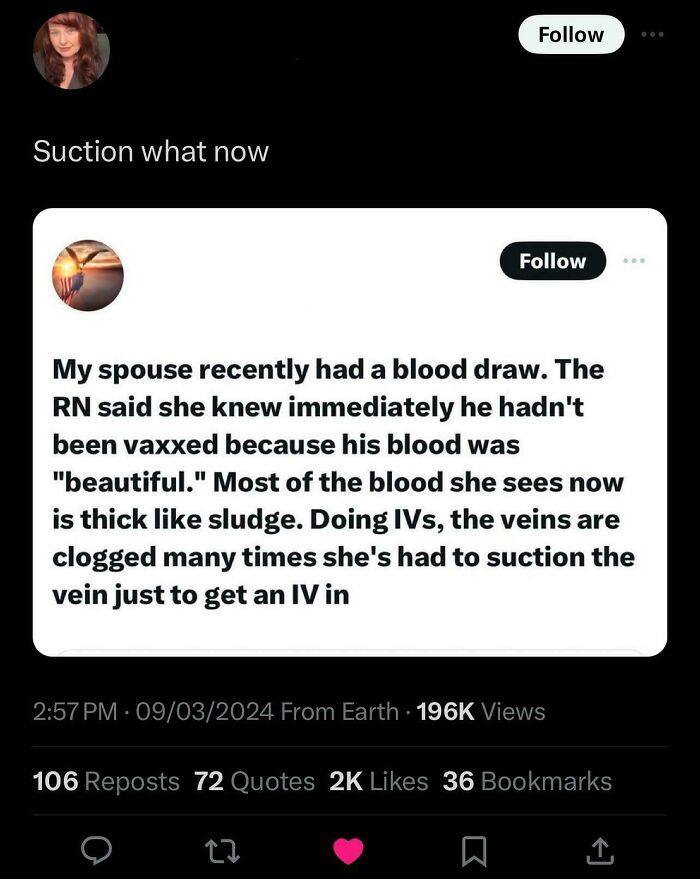 Clueless person shares mistaken belief about blood and vaccination, surprising others with their stupidity on social media.