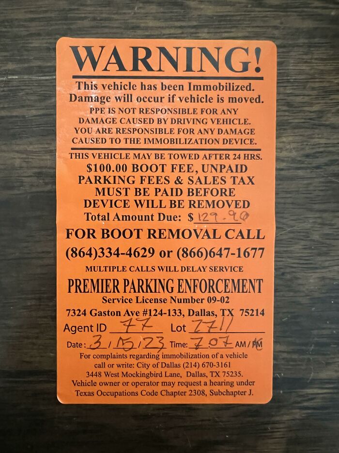 Car Got Booted During A Concert Even Though I Paid For Packing. Showed Them The Receipt And They Took It Off. Seems Like A Scam