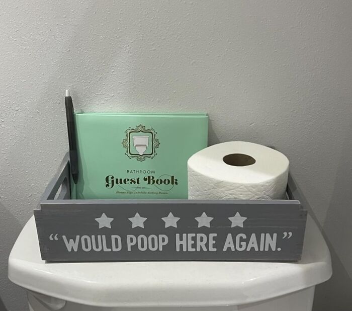 Perfect! A Bathroom Guest Book Because We All Need To Document Each Visit, Right? For Those 'Commode'able Moments