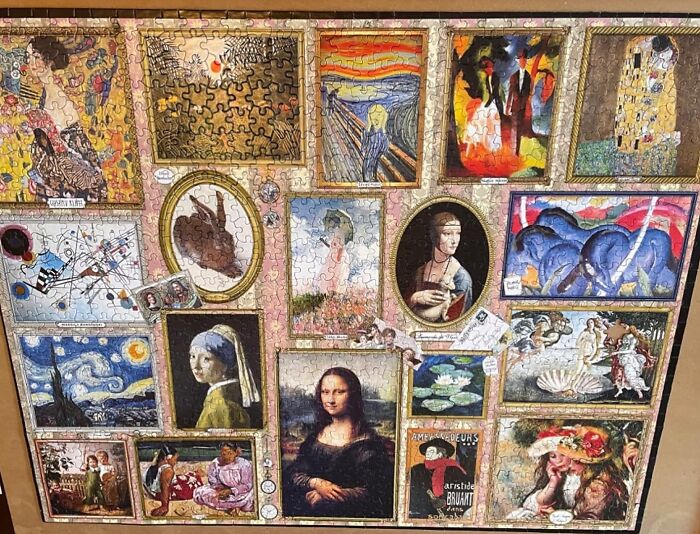 A collage of famous artwork puzzles, showcasing creative treasures for artistic souls to explore.