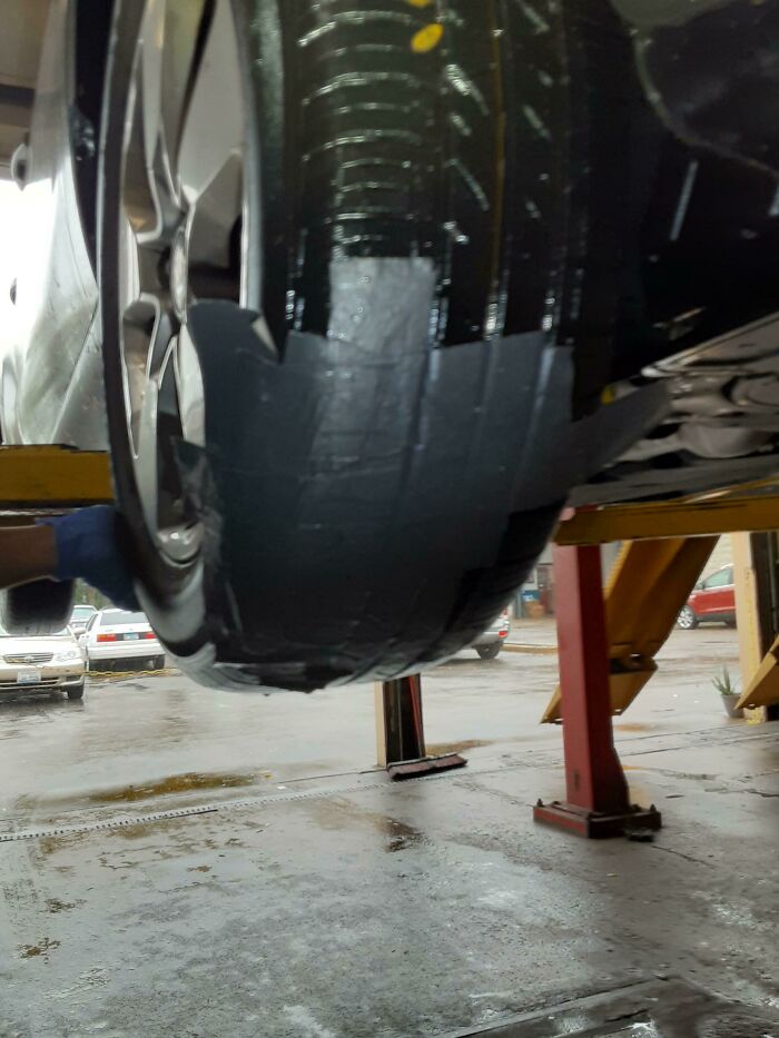 Customer Said Her Husband Patched The Tire But It Keeps Leaking Air