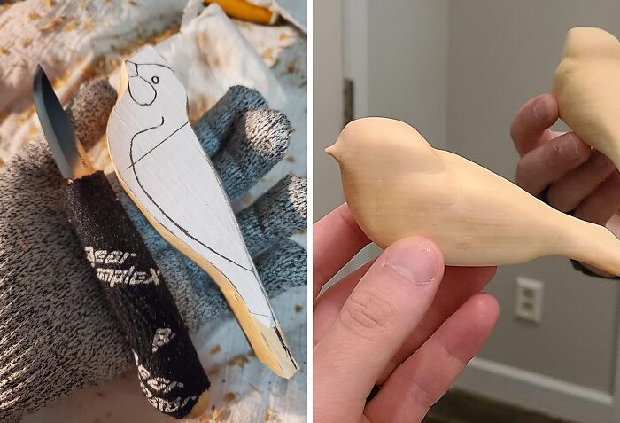 Wood carving of a bird, showcasing creative treasures for artistic exploration.