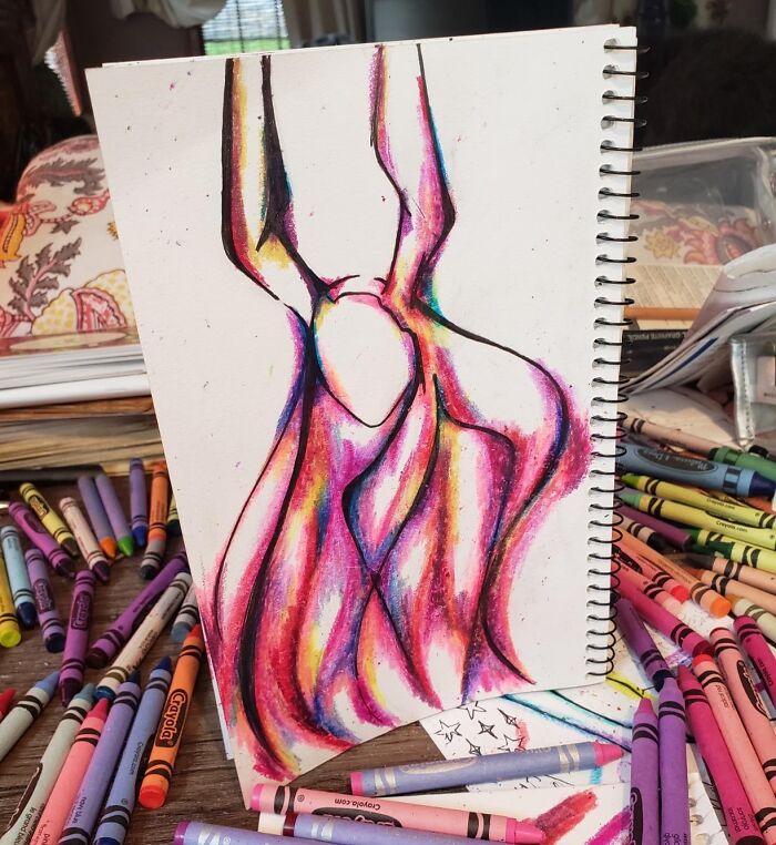 Colorful abstract art sketch with crayons, embodying creative treasures for artistic souls.