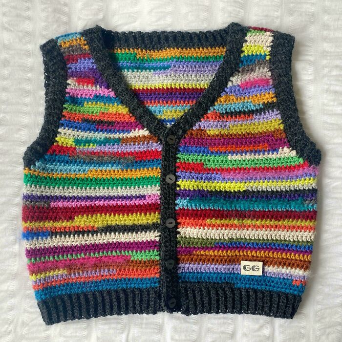 Hot Off My Hook! A Little Vest Made From Waste Yarn 🧶
