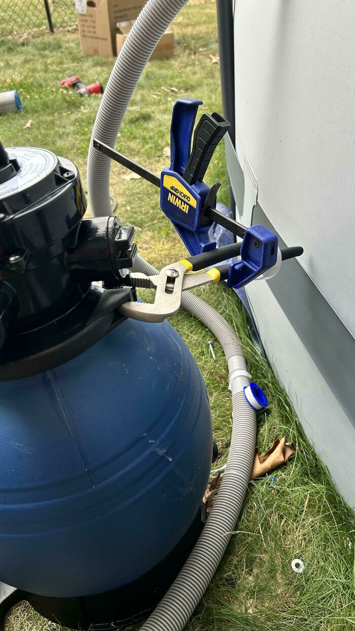 Clamp On My Pool Filter Broke And I Had To Make It Tight