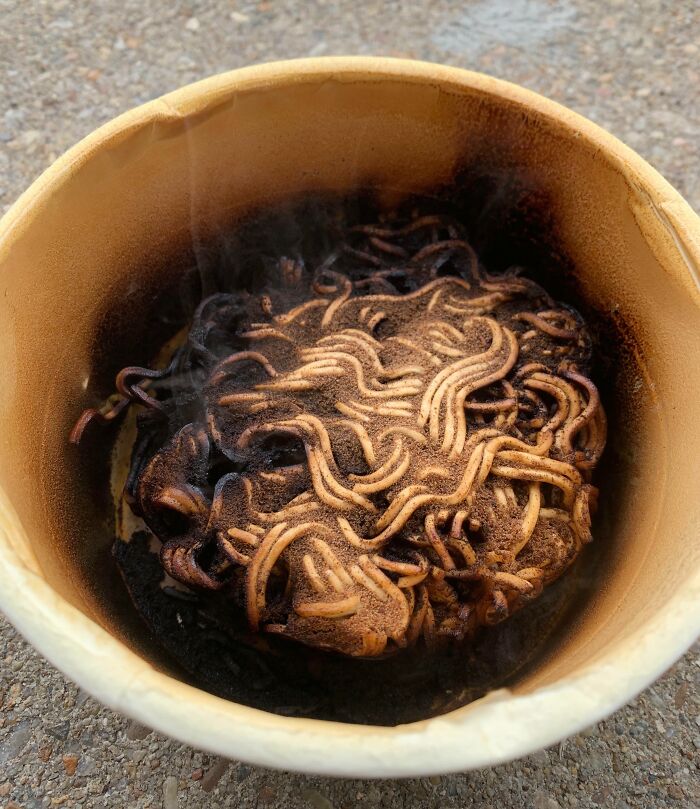 When Your 14-Year-Old Forgets To Add The Water Before Nuking Ramen Noodles And Seasoning For 3 Minutes
