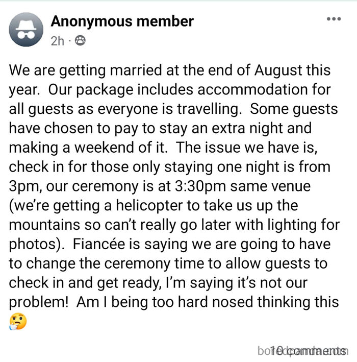 Bride Only Allows For Guests To Have 30mins To Get Ready For Her Wedding But "It's Not My Problem"