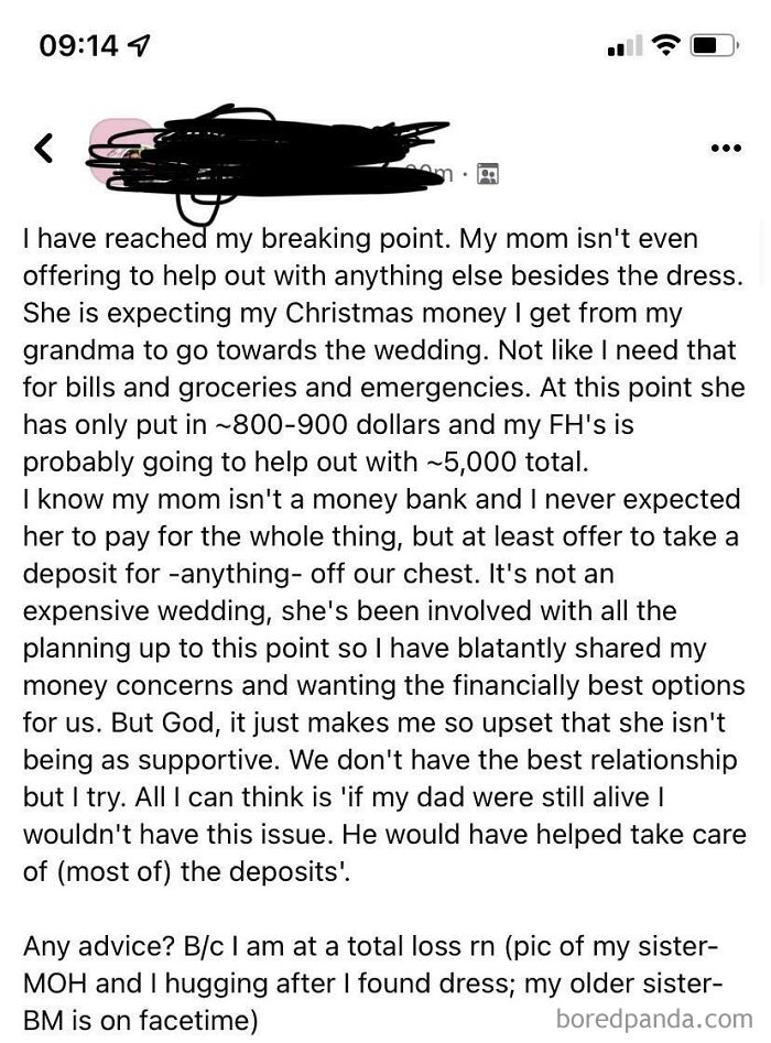 Another Bride Who Thinks It’s The Parents Responsibility To Pay For A Wedding