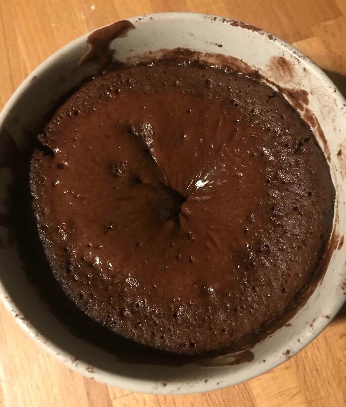 Attempted One Of Those Microwave Mug Cakes. Looks, Uh, Less Than Appetizing