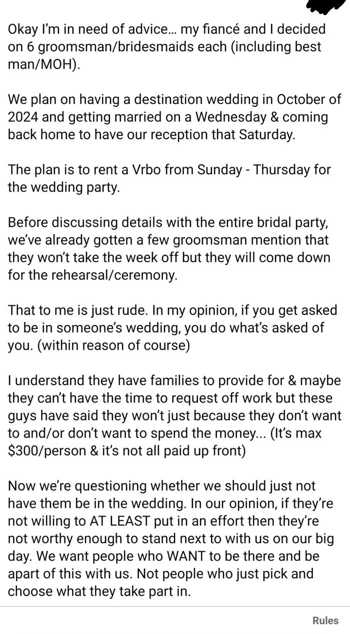 Bride Asking If This Is Too Much To Ask