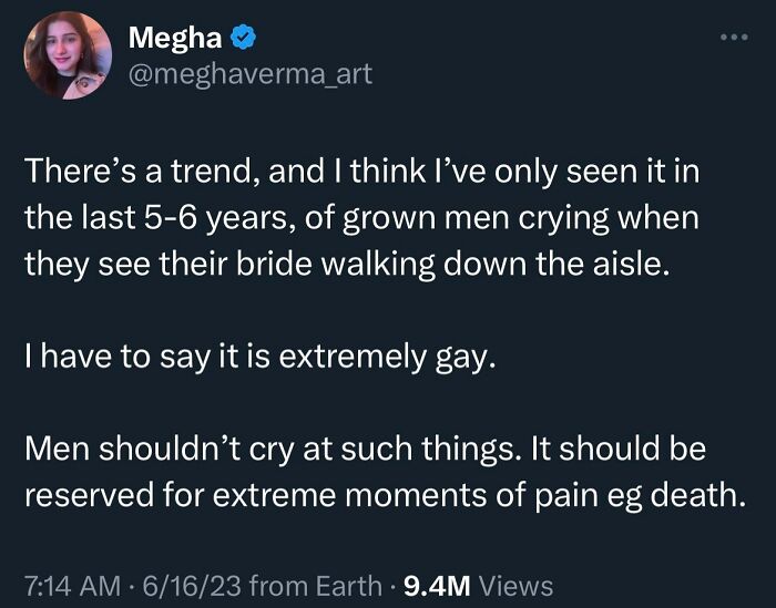 Apparently, Crying At Your Wedding Is Considered Gay Now