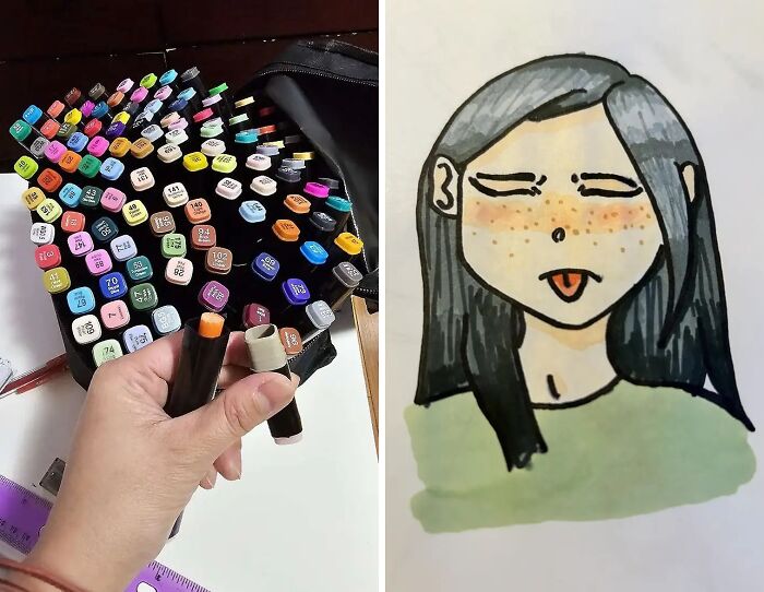  Dual Tip Art Markers In A Sleek Black Barrel Case - Ideal For Your Artsy Mate!