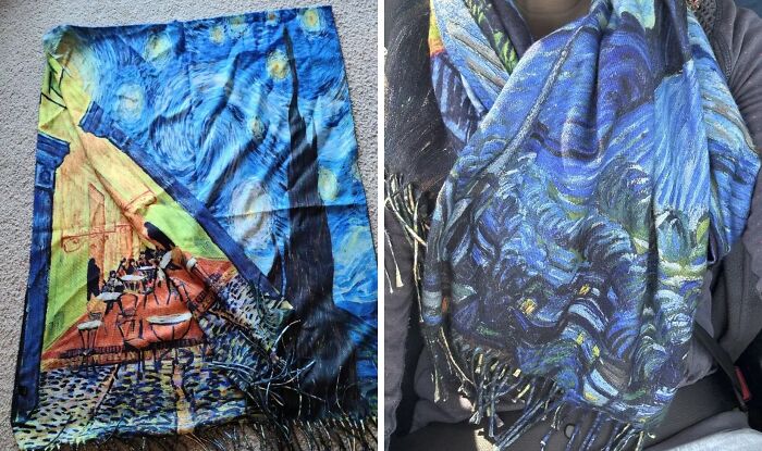 Vintage Vibe, Modern Life: Rock That Classic Van Gogh Art Print Scarf At Your Local Café