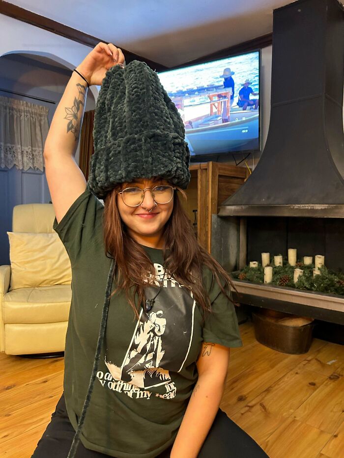 Made Myself A Hat And Failed To Acknowledge The Size Of The Yarn Was Much Bigger Than The Pattern Called For