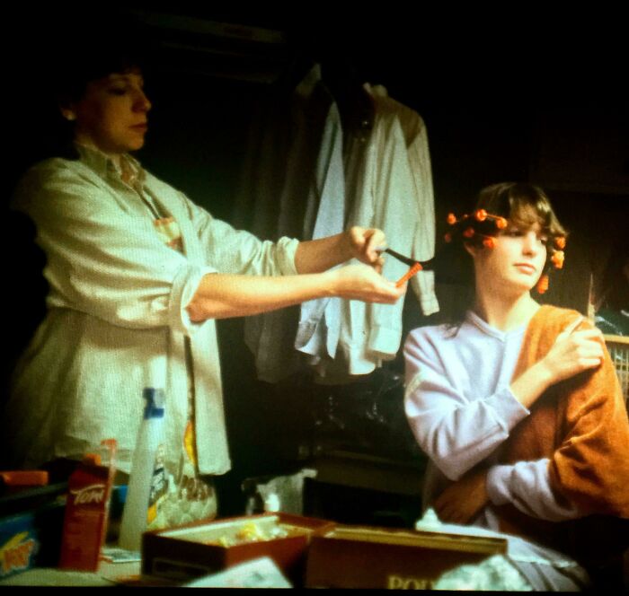 Mom Giving Me A Perm In The Basement