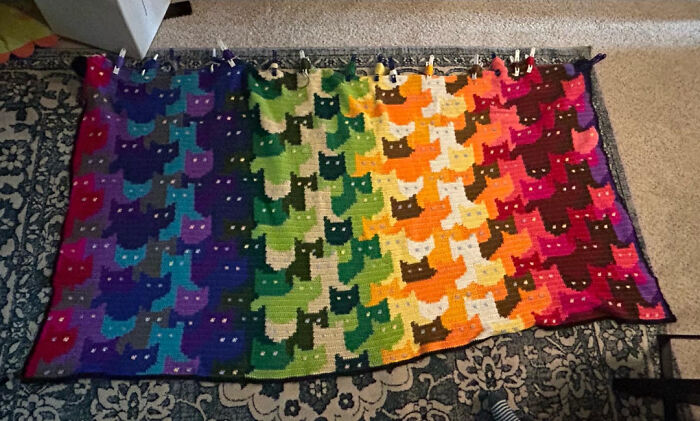 Halfway Through Massive Cats Afghan!