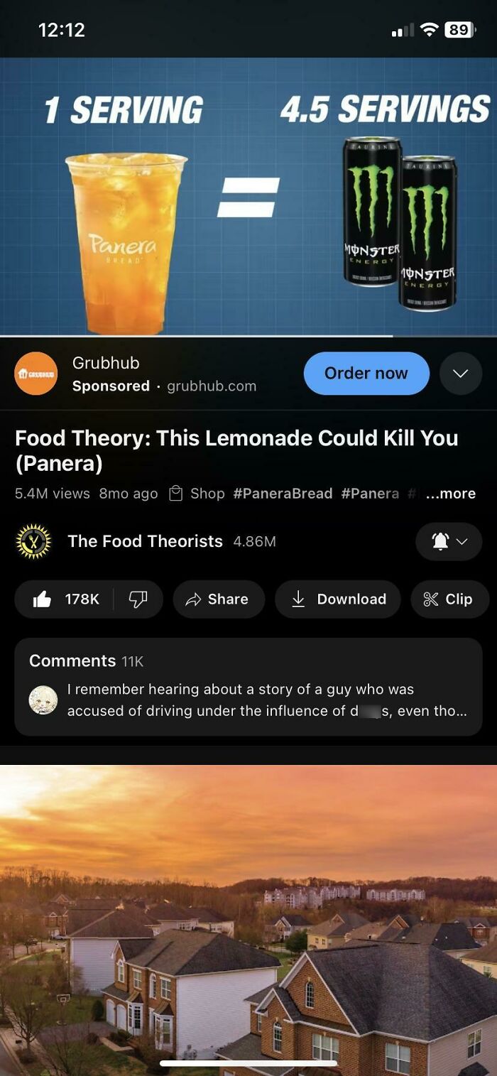 Panera lemonade compared to 4.5 servings of energy drink, highlighting surprising health predictions.