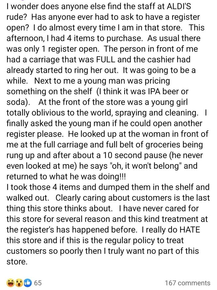 Entitled B***h In My Town Mad That ALDI Wouldn't Open A 2nd Register just For Her
