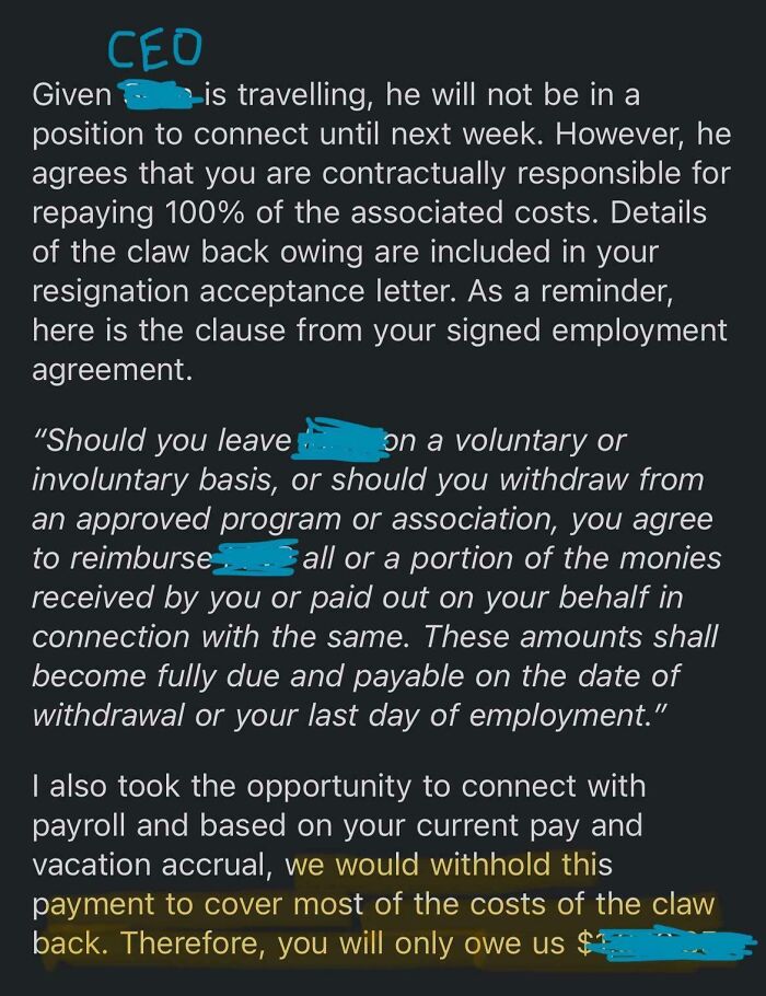 Got Fired And My Now Former Job Is Making Me Pay For Training Courses I Was Forced To Take