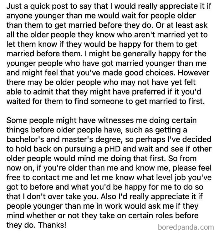 Came Across This Post From A Fellow Classmate. She Wants Everyone To Ask Her For Permission Before Getting Married/Taking On A Job 
