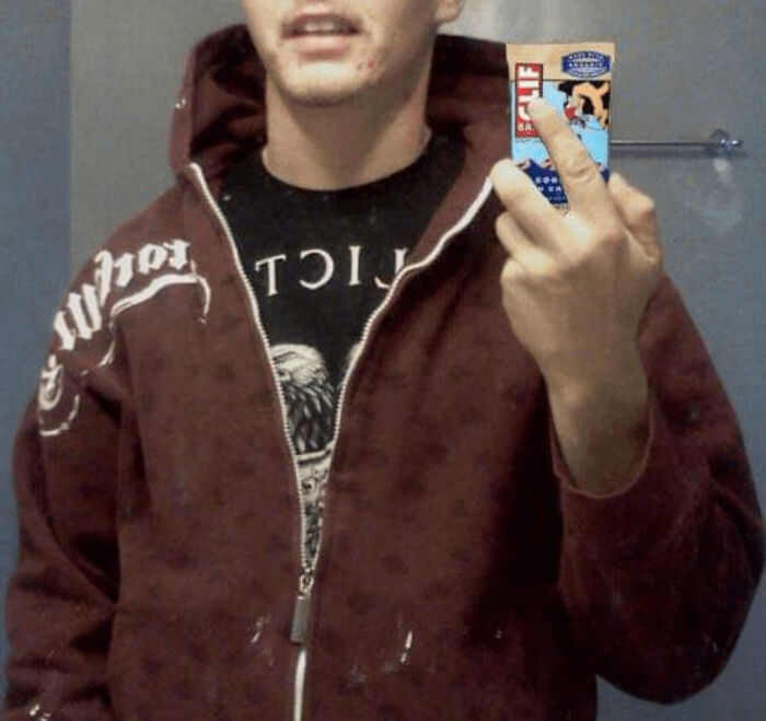 I Used To Think It Was Funny To Edit People Phones Into Clif Bars In Their Mirror Selfies (~2012)