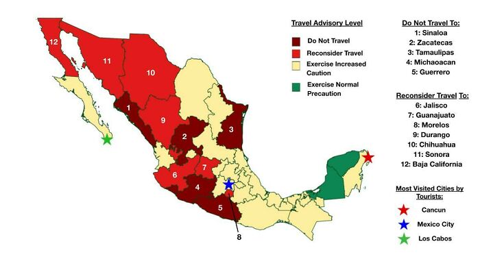 A Cool Guide To Us Travel Advisories By Mexican State (Made By Me)