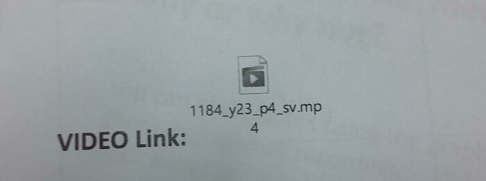 Video link error shown as a missing file icon with text: "1184_y23_p4_sv.mp4."