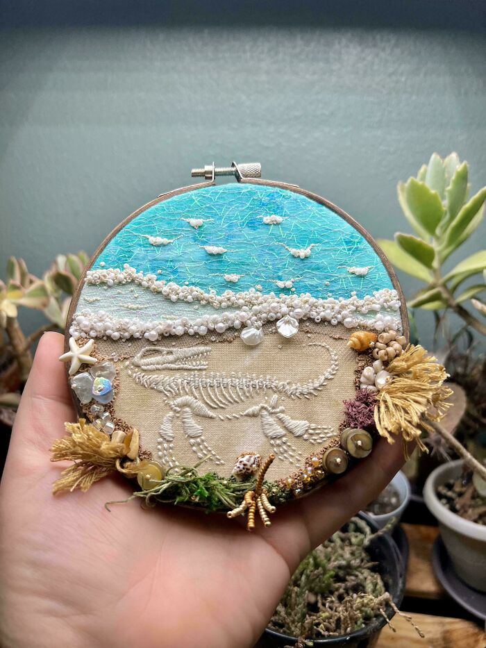 Hand Embroidered Beach Theme Mosasaurus That I Am Super Proud Of