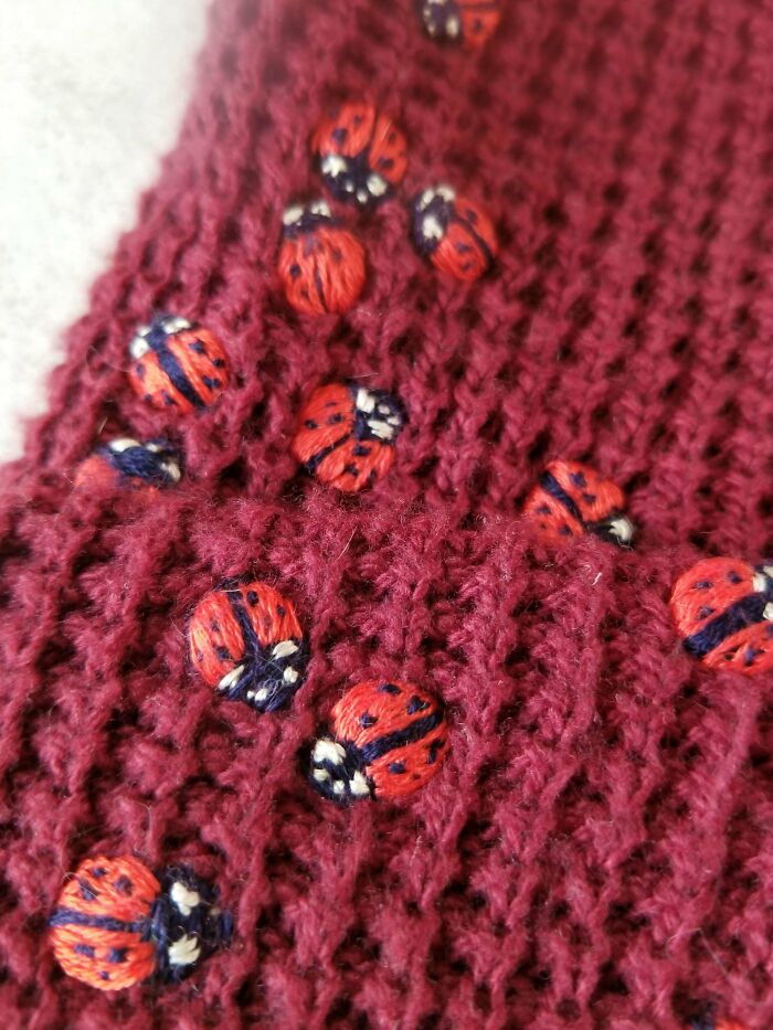 First Finished Embroidery Project: A Bunch Of Bugs On A Hat! Would Love Any Feedback!