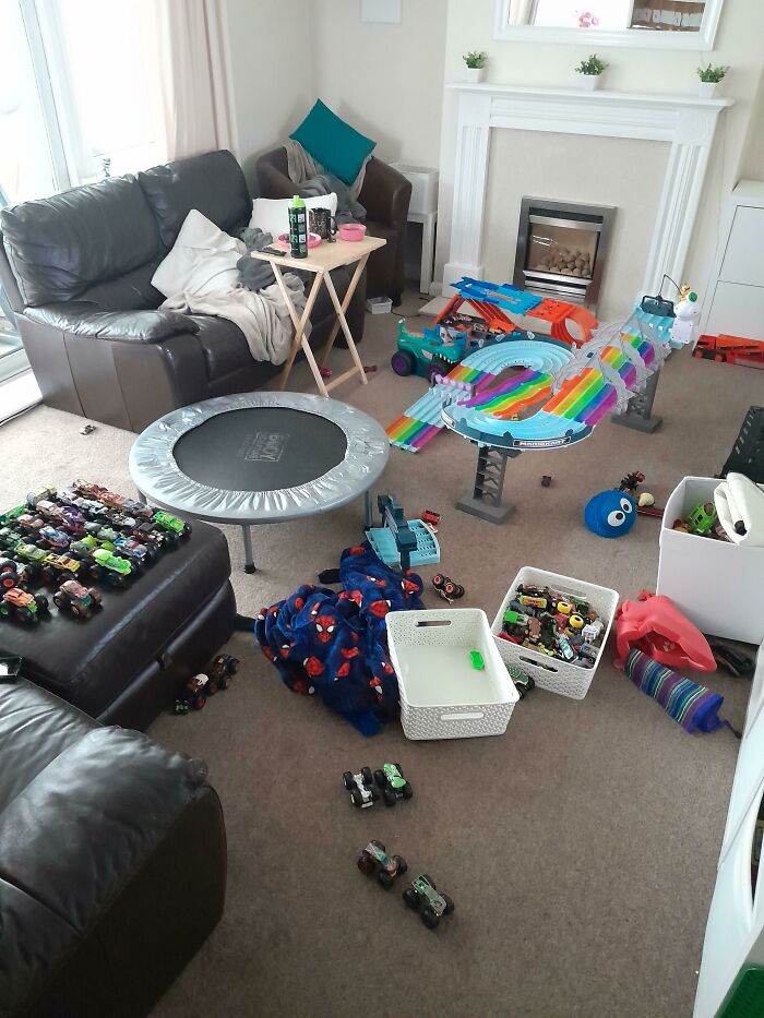 My Wife Has Been Away For The Weekend On A Girl's Trip. It's Been Dad And Son Days Of Hot Wheels, Mariokart, Making Pizza, Wrestling, And Watching Movies. She Comes Home This Morning, So I Guess I Should Start Cleaning Up