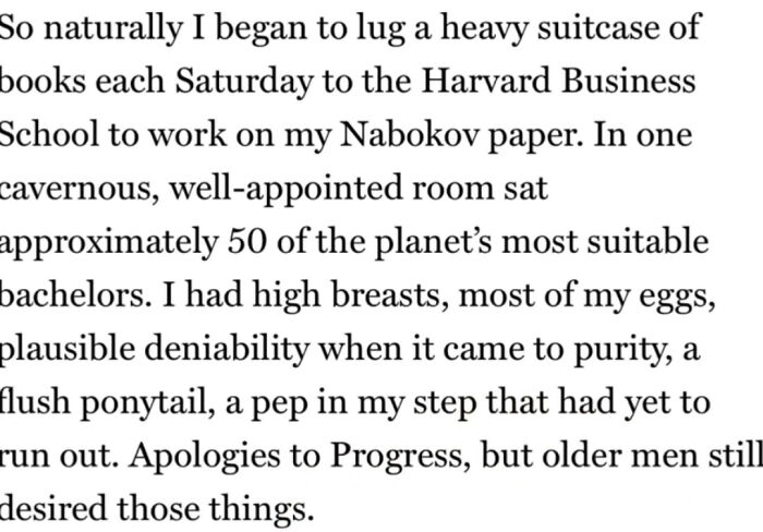 Text excerpt highlighting male authors' misconceptions about women, showcasing inaccurate views in a humorous context.