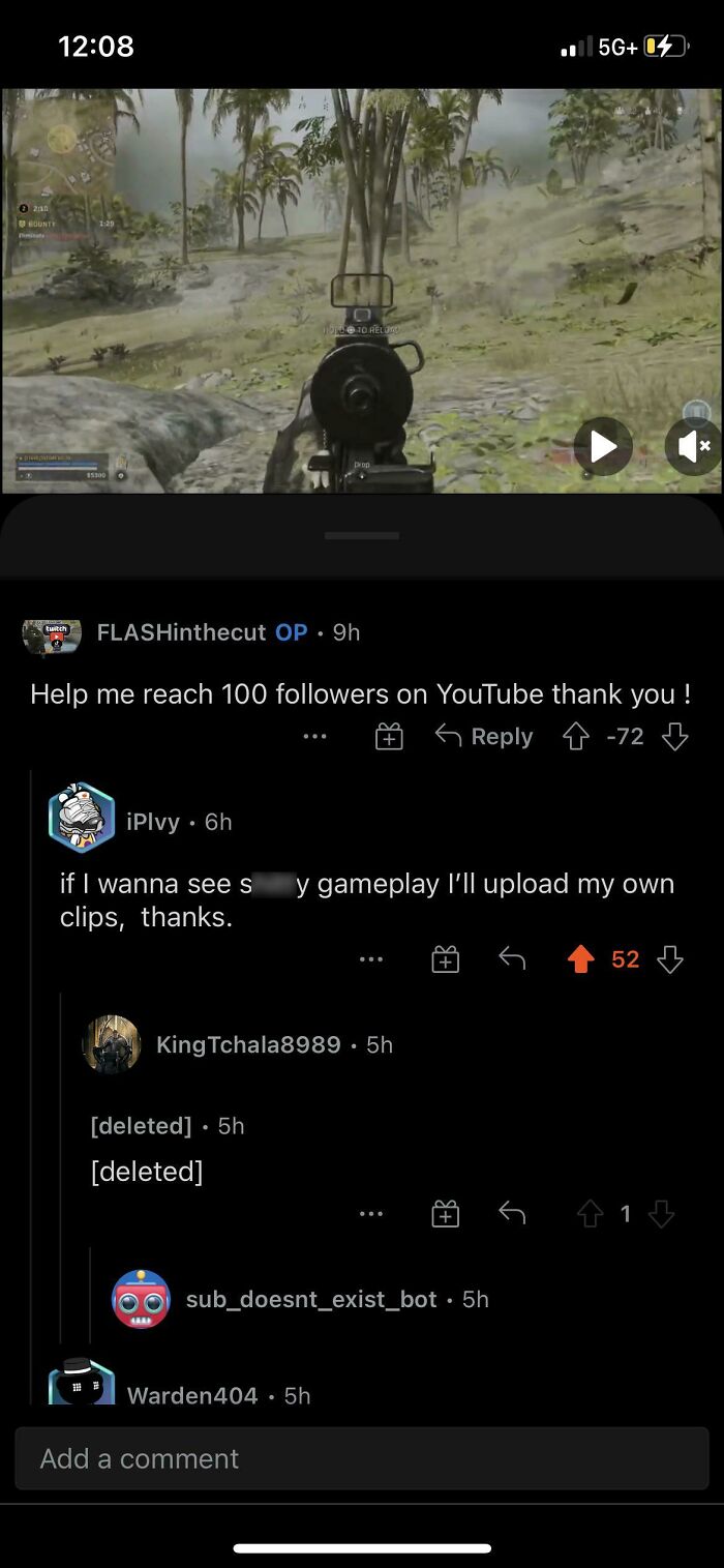 "Game screenshot with comments discussing gameplay quality, showcasing a perfect comeback response."