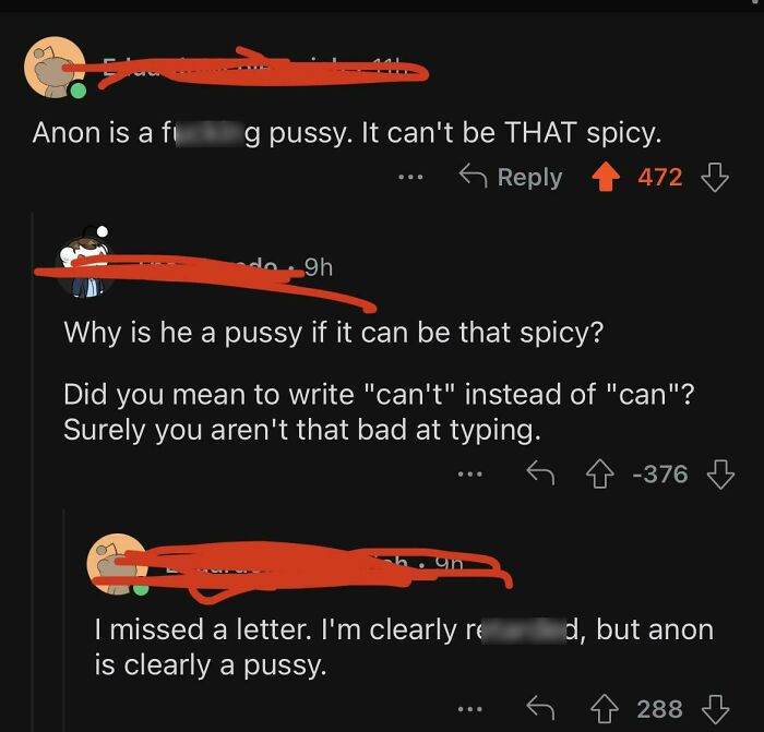 Comment thread with witty comebacks showcasing humor and sarcasm in an online exchange.