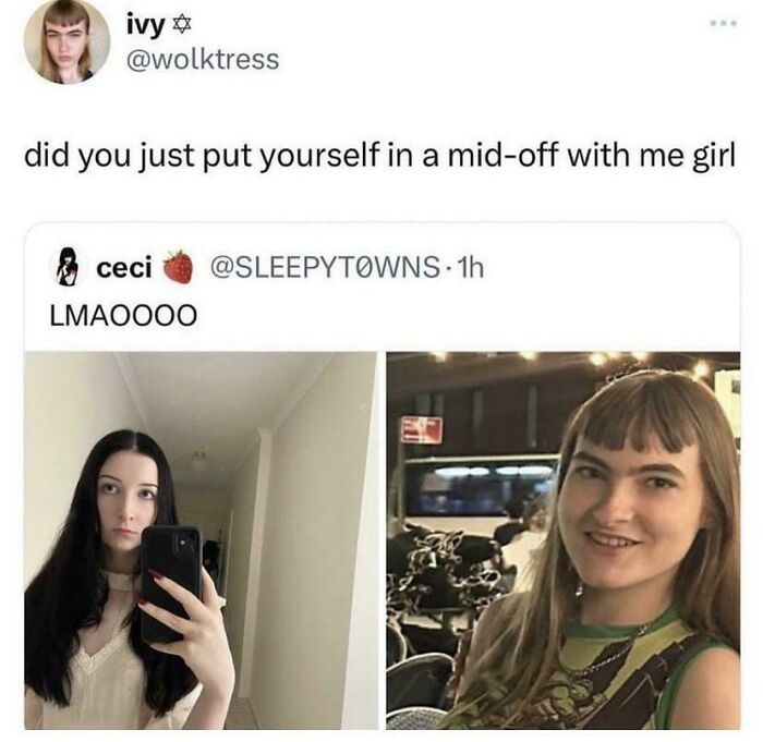 Two women sharing a moment of witty comebacks on social media, showcasing humorous exchanges.