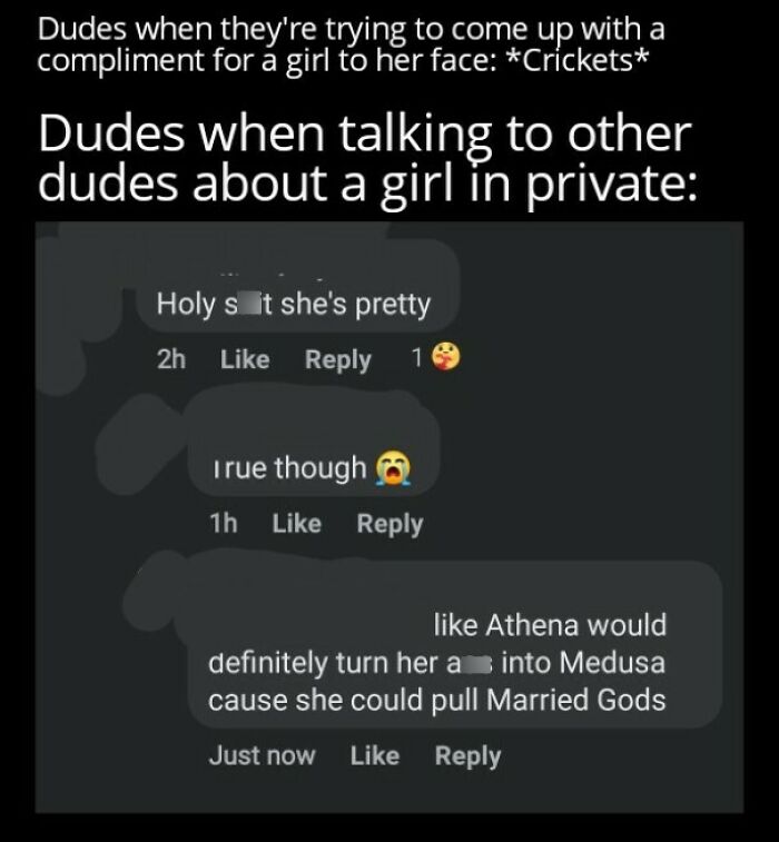 Text exchange showing rare compliments about a girl's beauty in private conversation.