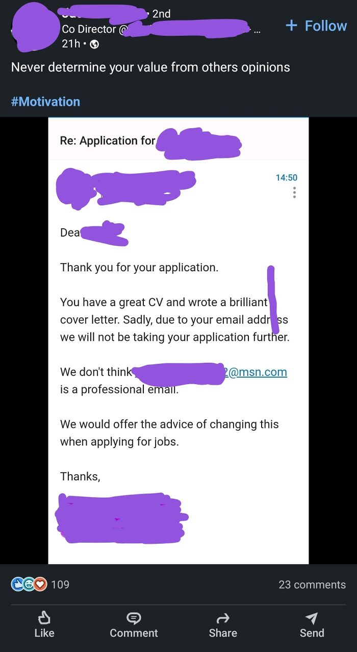 Saw This Beautiful Rejection On Linkedin!