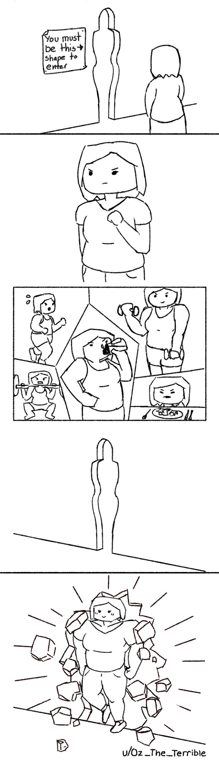 Cartoon character becomes stronger, breaking through a wall, in a display of support and empowerment online.