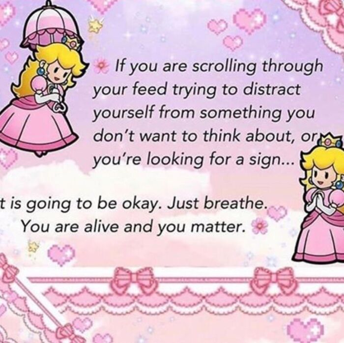 Wholesome message with cartoon princess offering reassurance and positive affirmation.