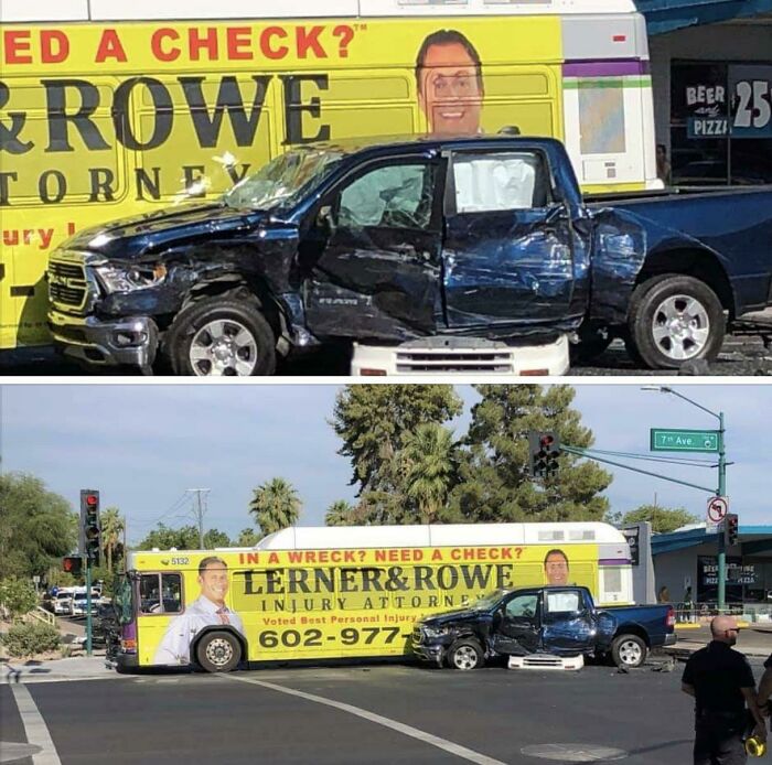 Luckily For The People In The Truck, Their Search For A Lawyer Is Over Before It Began