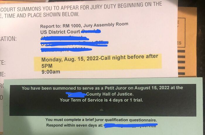 I Got Summoned To State And Federal Jury Duty On The Same Day