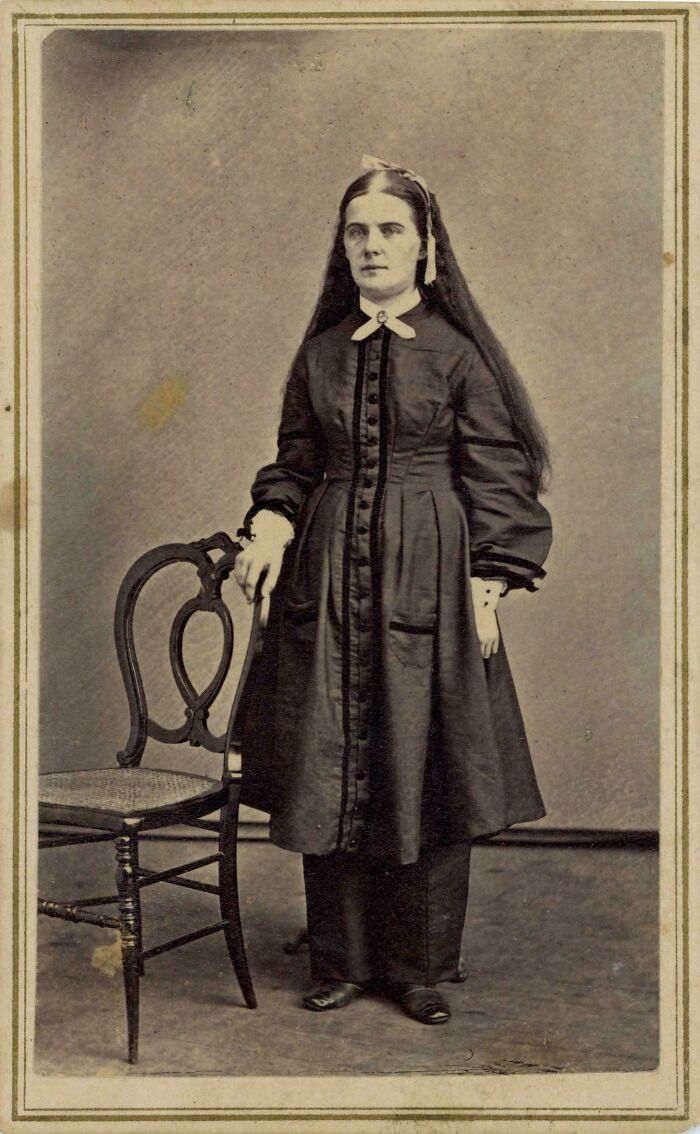 Woman In Knee-Length Dress And Pants, Ca. 1860s. From A Bound Photo Album I Bought Years Ago. Subject And Photographer Unknown. [1457 X 2361]