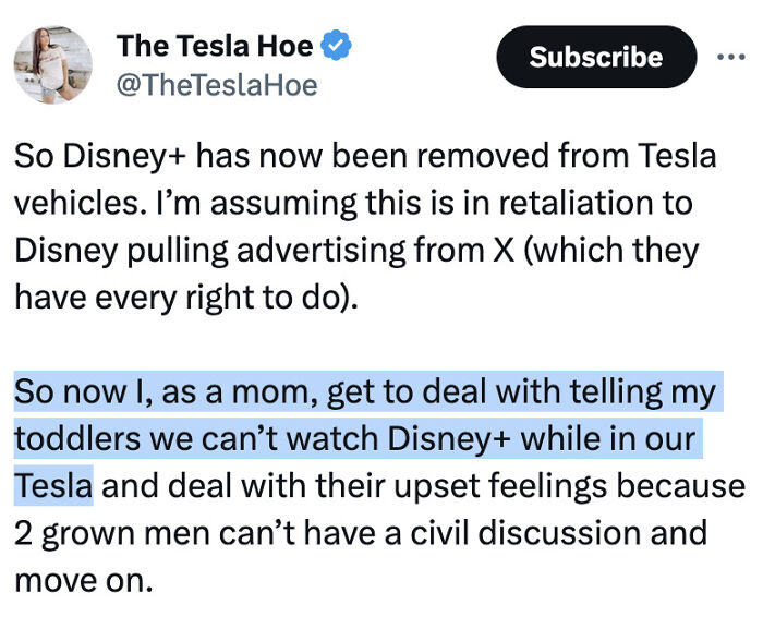 So Now I, As A Mom, Get To Deal With Telling My Toddlers We Can’t Watch Disney+ While In Our Tesla