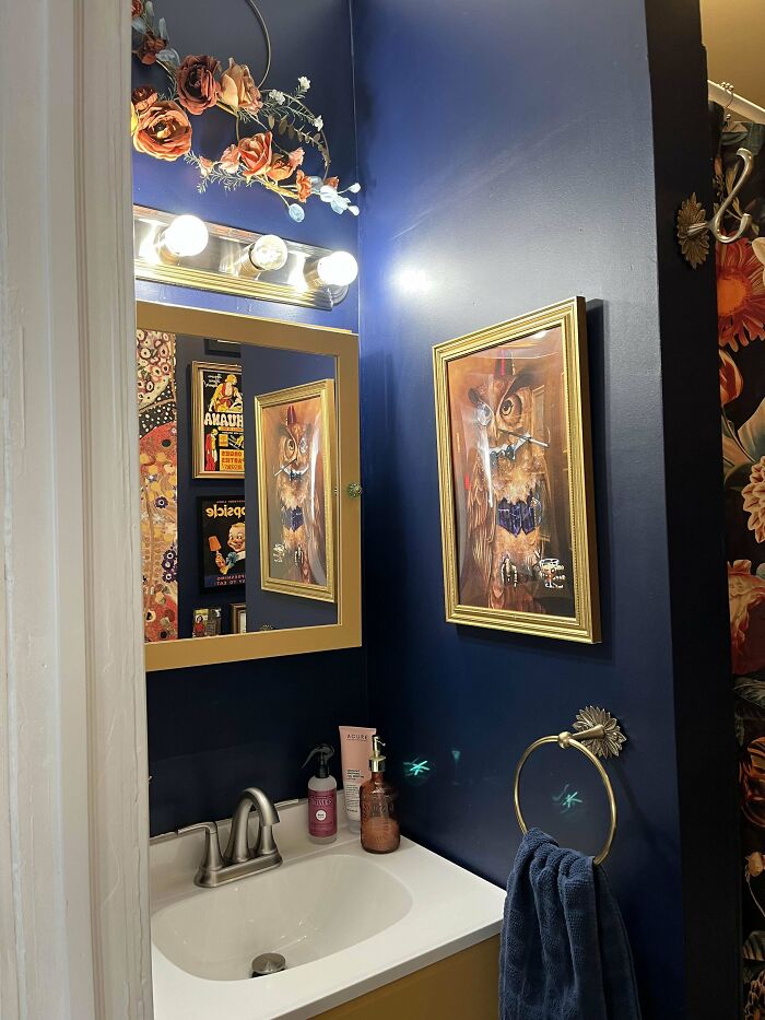 My Moody Blue Bathroom. It’s Still A Work In Progress But I Love It So Far