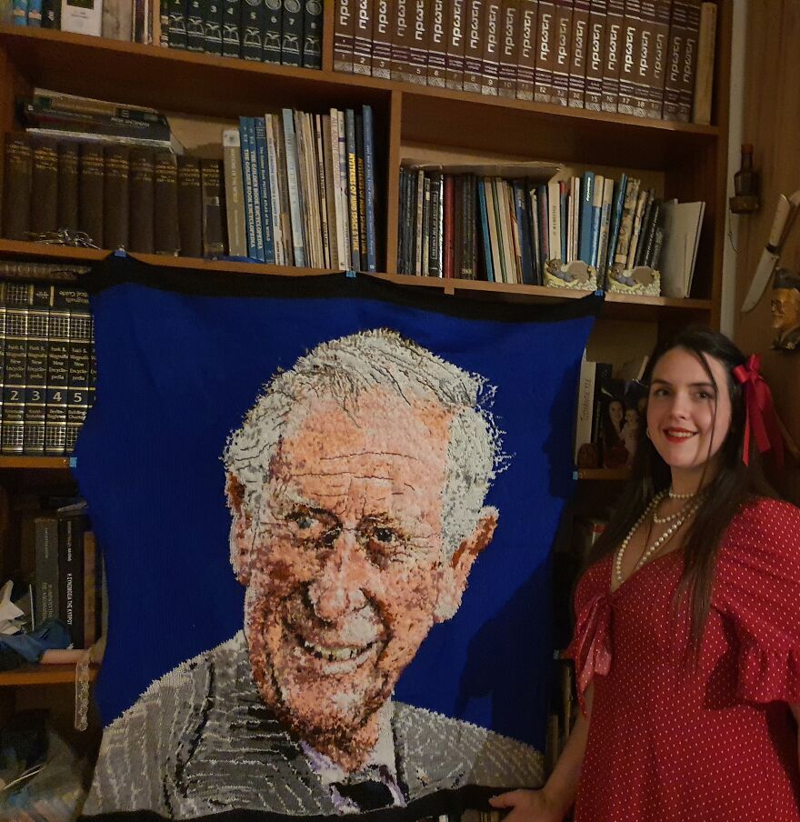 A Hand Knitted Portrait Of King Charles.