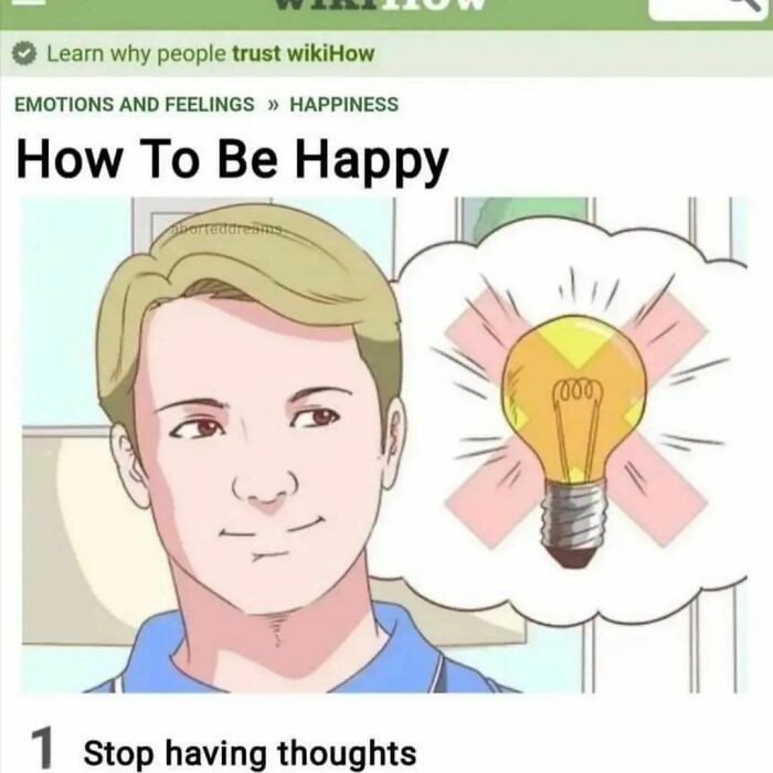 Cartoon man with light bulb in thought bubble, meme about mental health.
