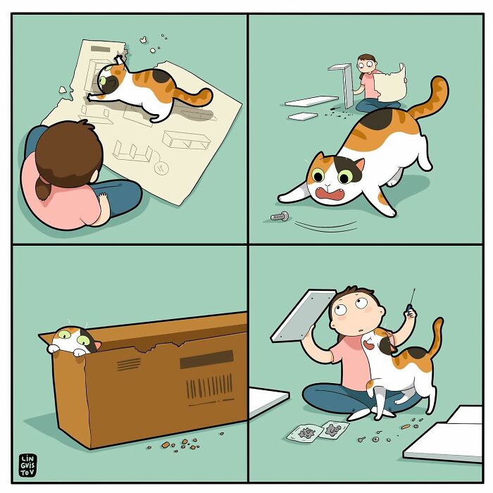 Funny Comic Of Life With A Cat By Lingvistov