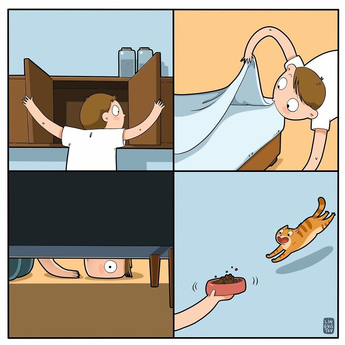 Funny Comic Of Life With A Cat By Lingvistov