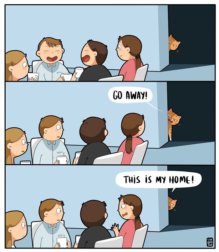 Funny Comic Of Life With A Cat By Lingvistov