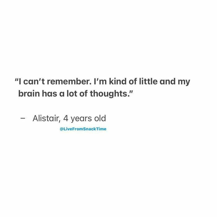 Quote from a little kid shared by an NYC school teacher showcasing wholesome and hilarious moments from children.